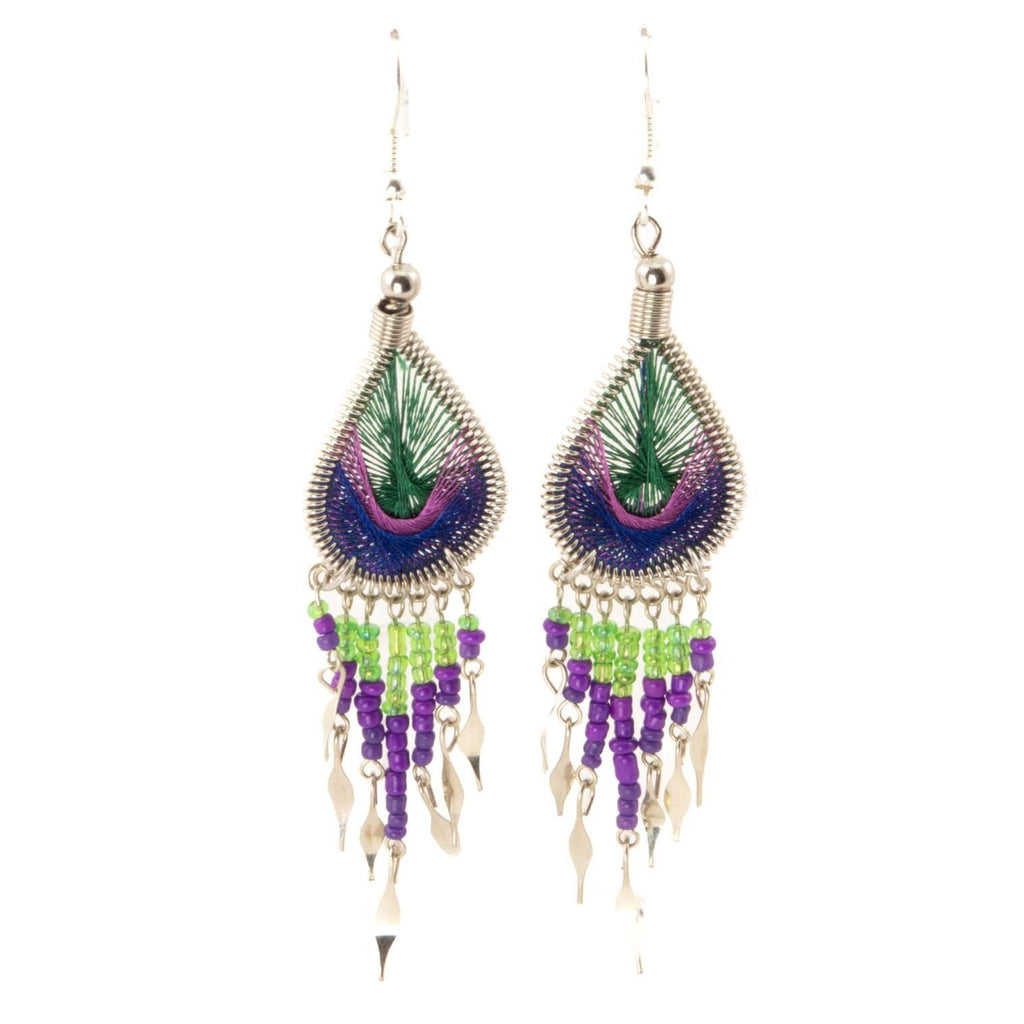 Peacock Bead Earrings-Siesta Crafts