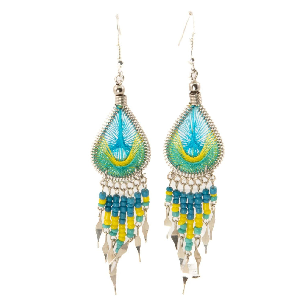 Peacock Bead Earrings-Siesta Crafts