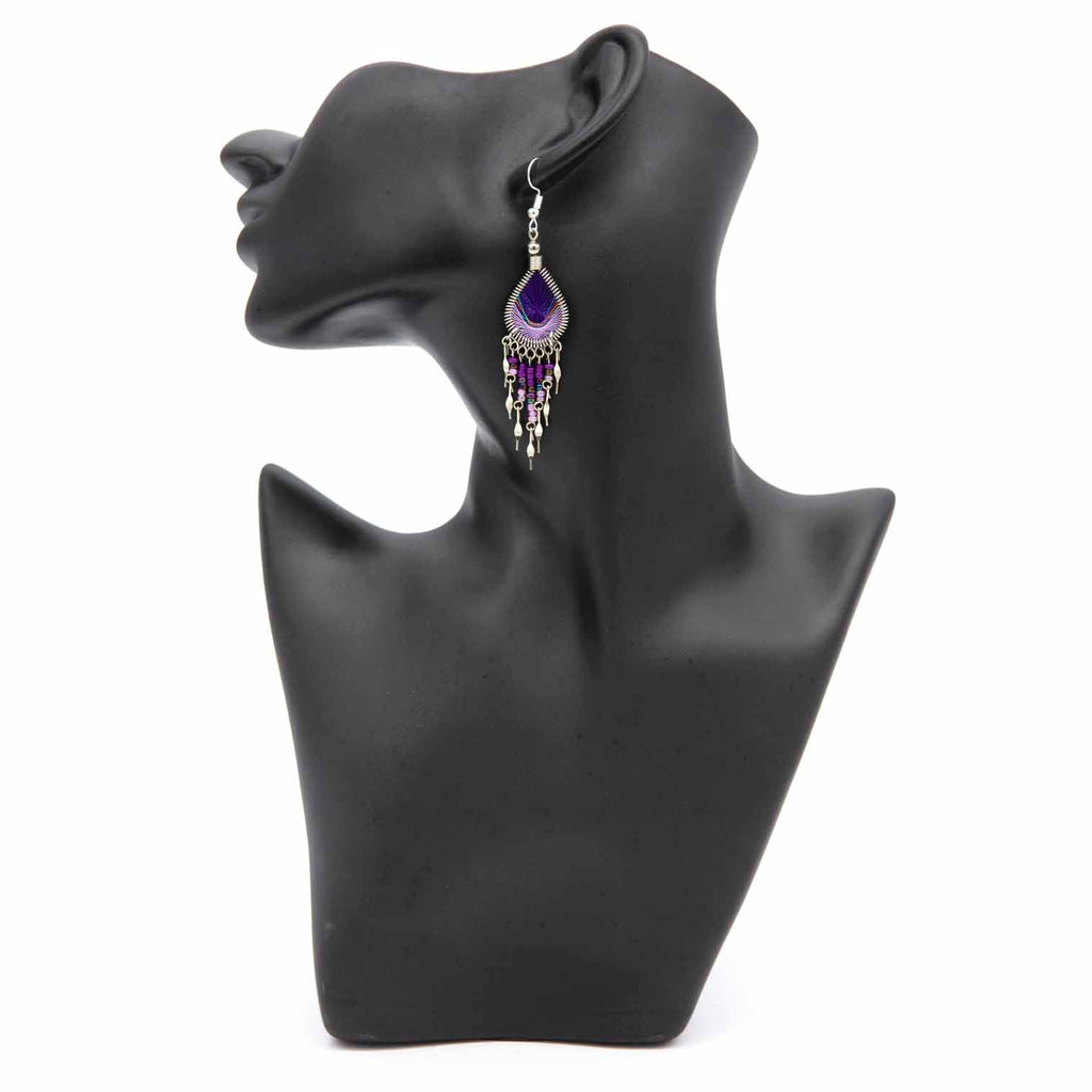Peacock Bead Earrings-Siesta Crafts
