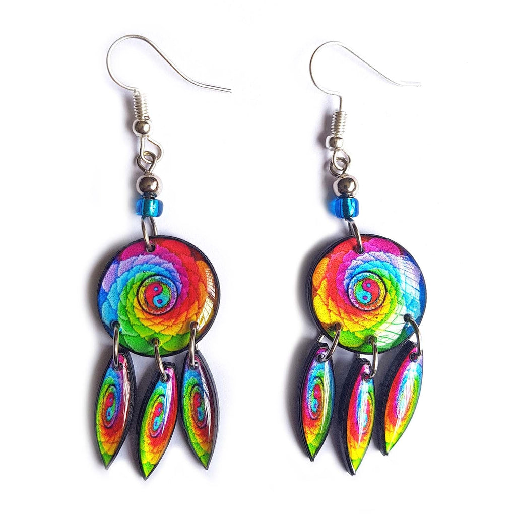 Rainbow Spiral Earrings-Siesta Crafts