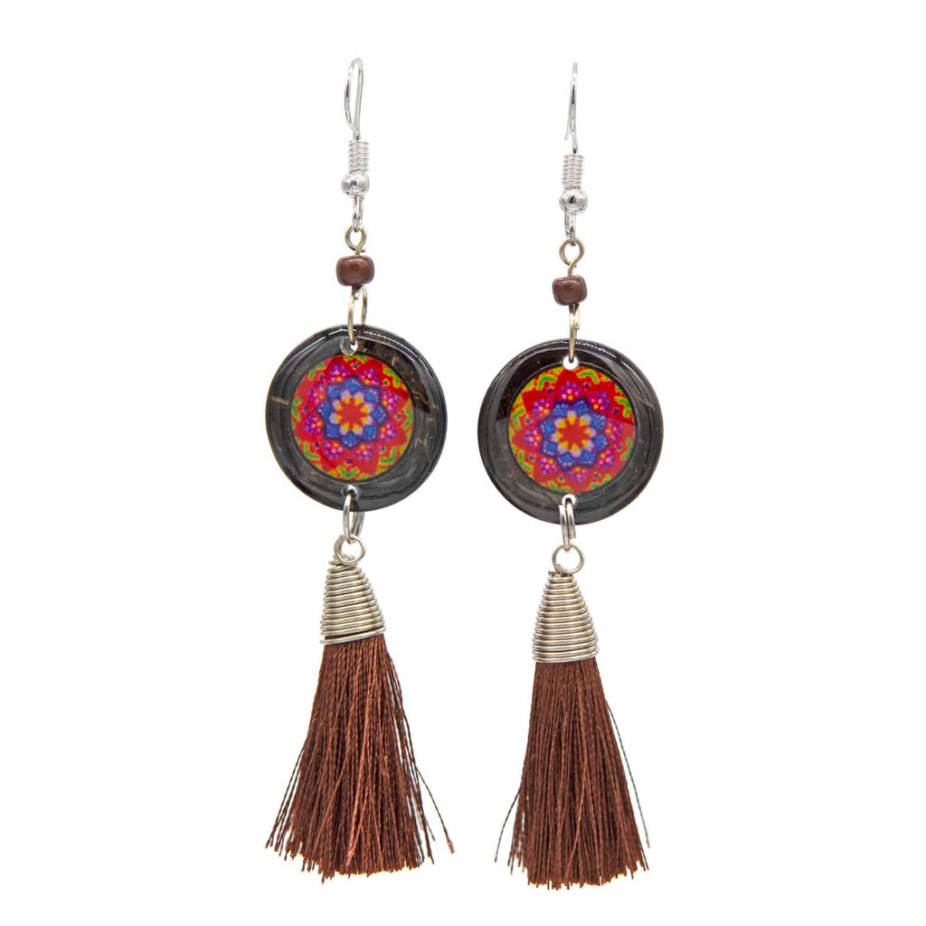 Mandala Tassel Earrings-Siesta Crafts