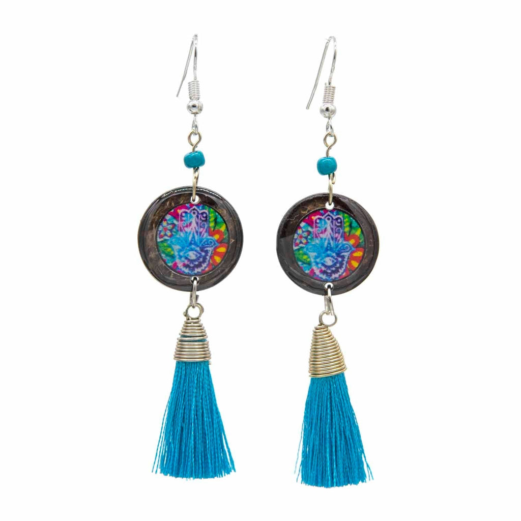 Mandala Tassel Earrings-Siesta Crafts