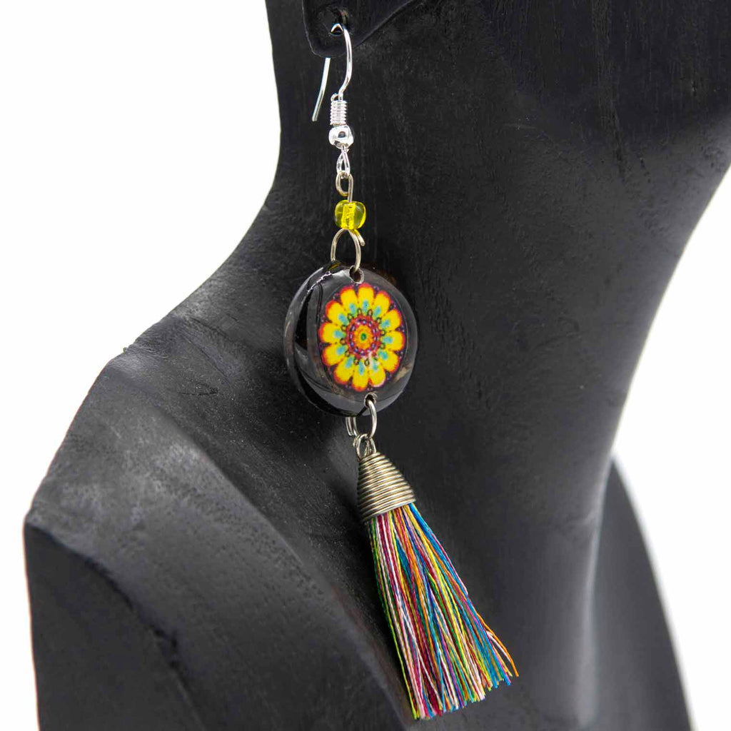 Mandala Tassel Earrings-Siesta Crafts