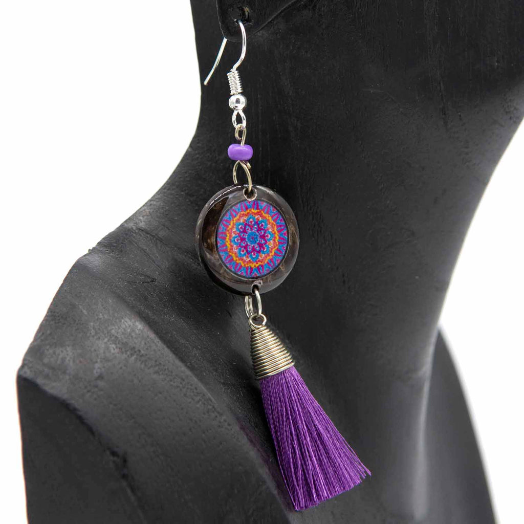 Mandala Tassel Earrings-Siesta Crafts