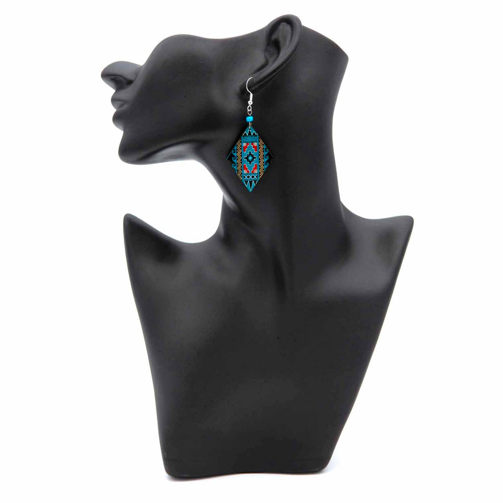 Diamond Incan Pattern Earrings-Siesta Crafts