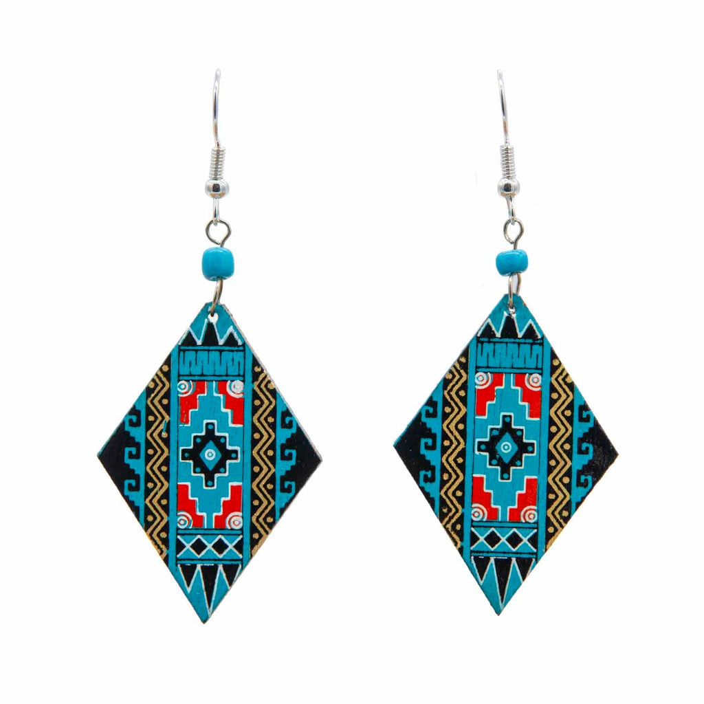 Diamond Incan Pattern Earrings-Siesta Crafts