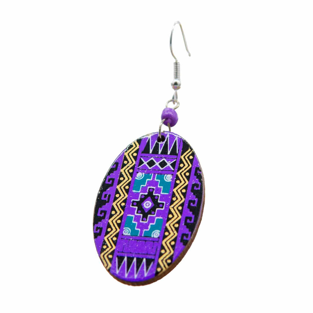Oval Incan Pattern Earrings-Siesta Crafts