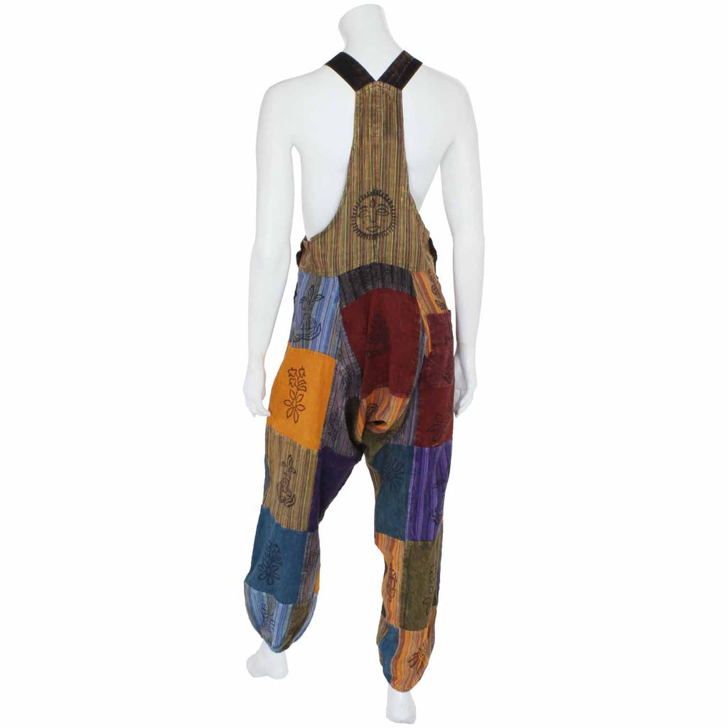 Stonewashed Patch Print Dungarees-Siesta Crafts