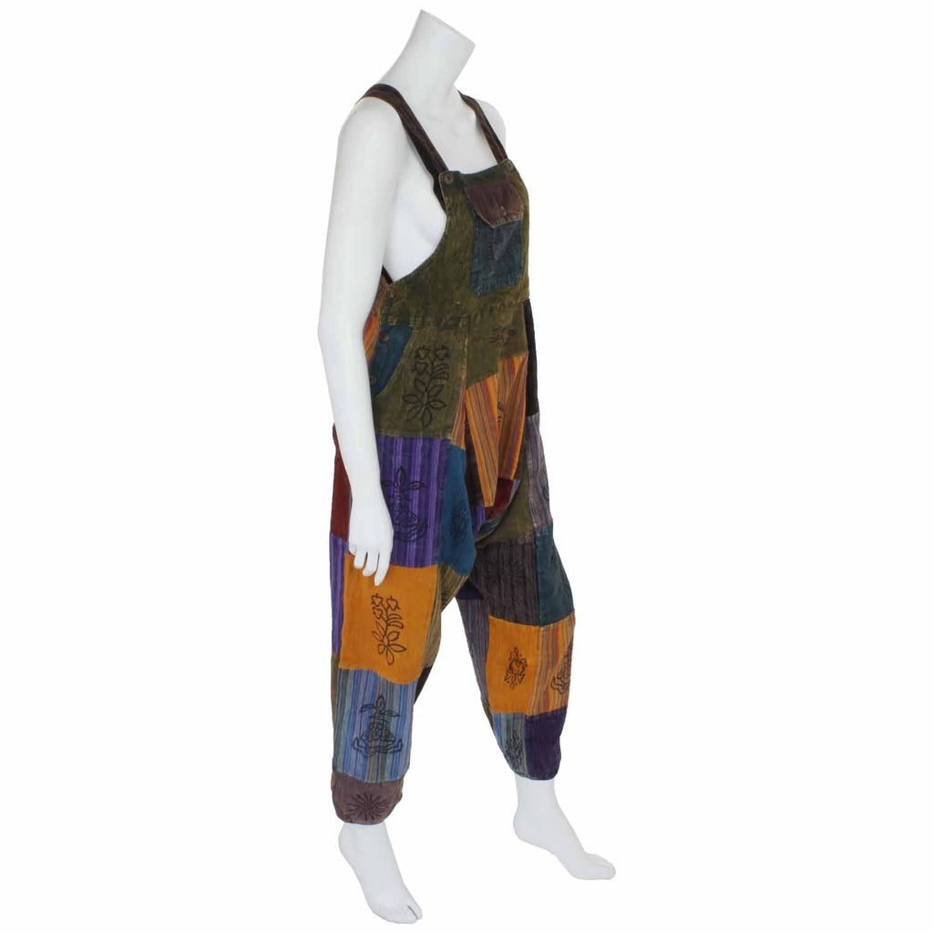 Stonewashed Patch Print Dungarees-Siesta Crafts