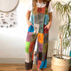 Patch Stonewash Block Print Dungarees-Siesta Crafts