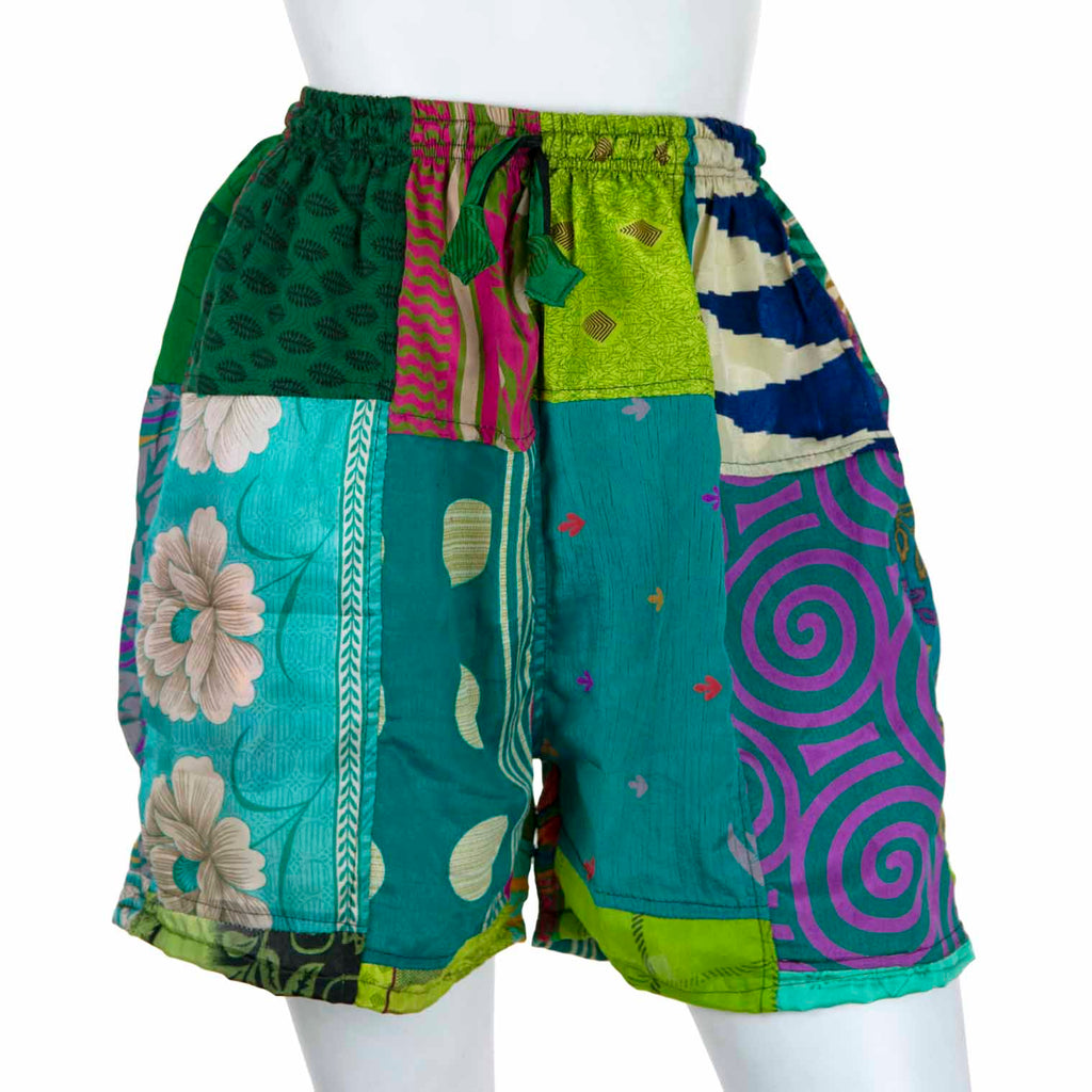 Recycled Sari Patch Shorts-Siesta Crafts