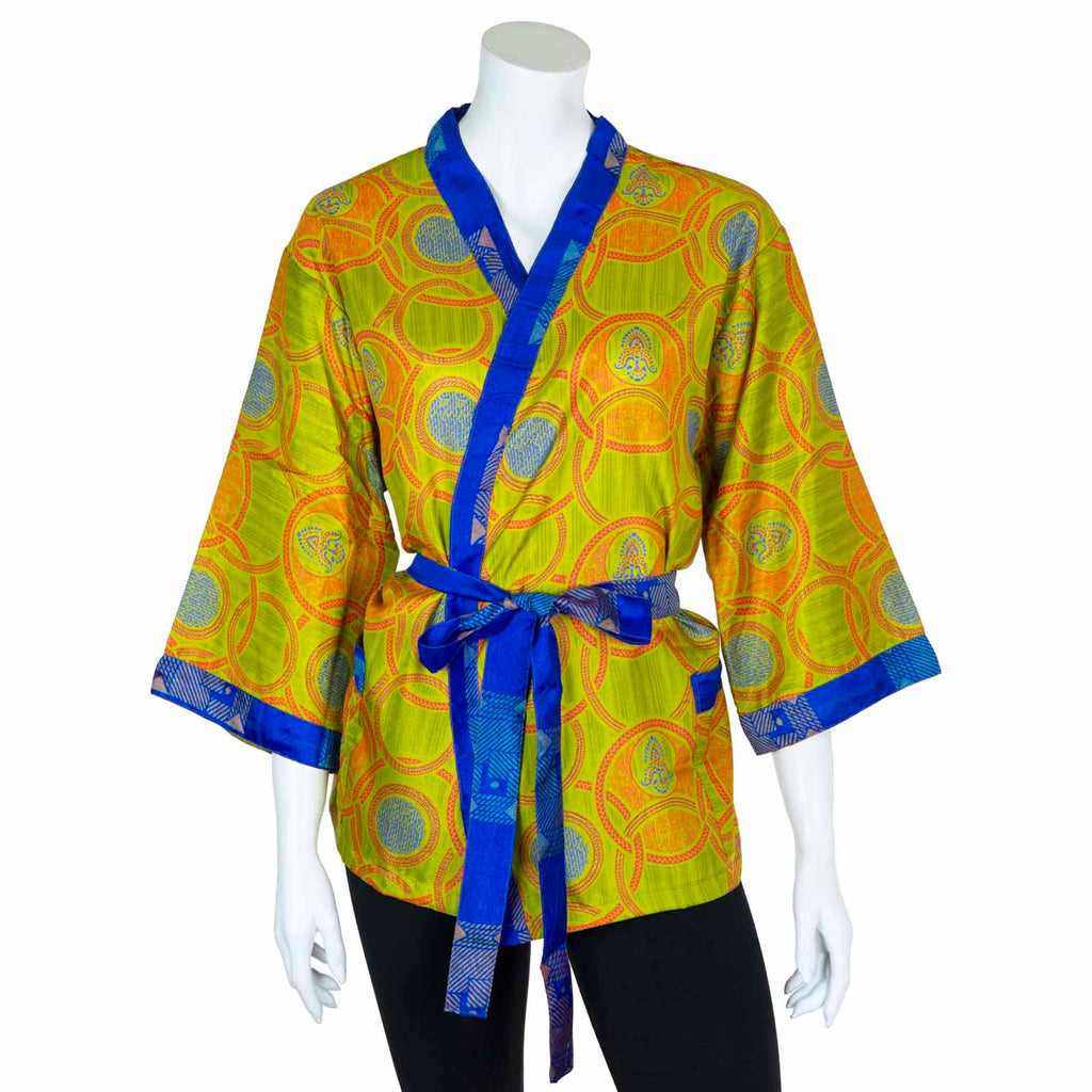 Short Recycled Sari Kimono-Siesta Crafts