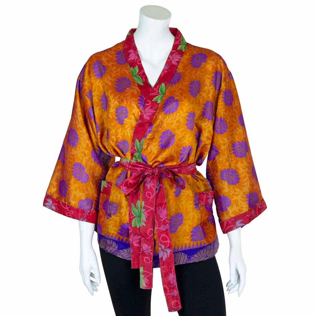 Short Recycled Sari Kimono-Siesta Crafts