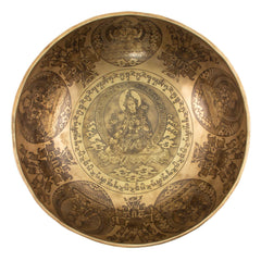 Ornate Etched Green Tara Singing Bowl No.1-Siesta Crafts
