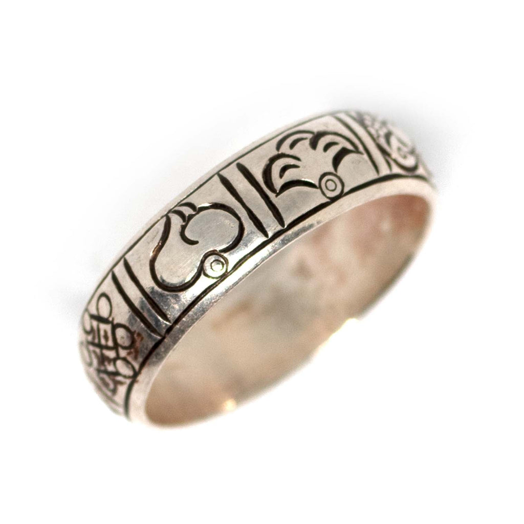 Ashtamangala Nepalese Silver Ring-Siesta Crafts