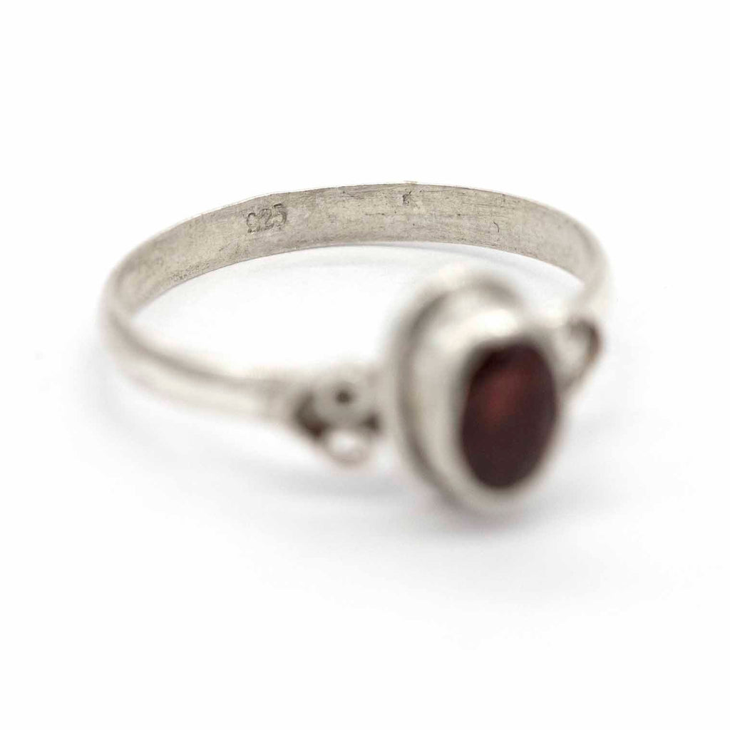 Garnet Stone Nepalese Silver Ring-Siesta Crafts