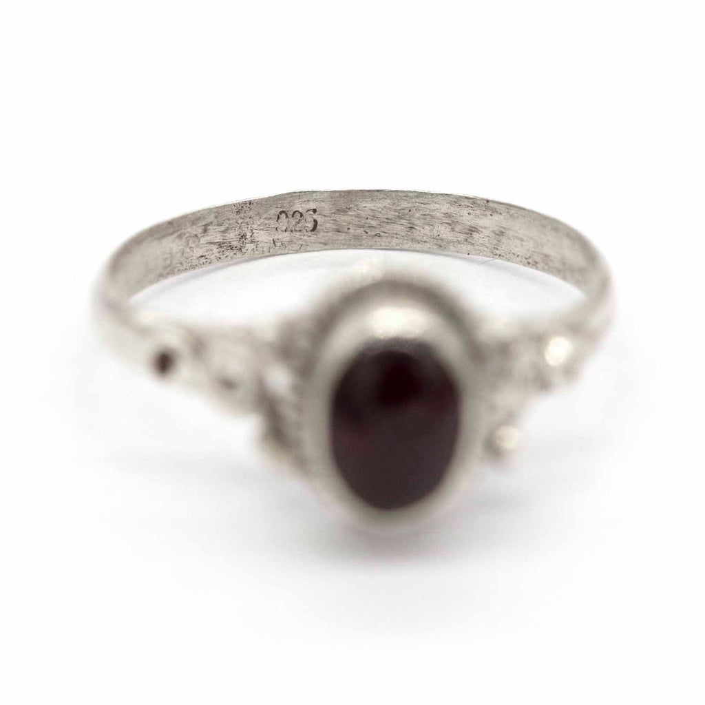 Garnet Spirals Nepalese Silver Ring-Siesta Crafts