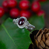 Garnet Spirals Nepalese Silver Ring-Siesta Crafts
