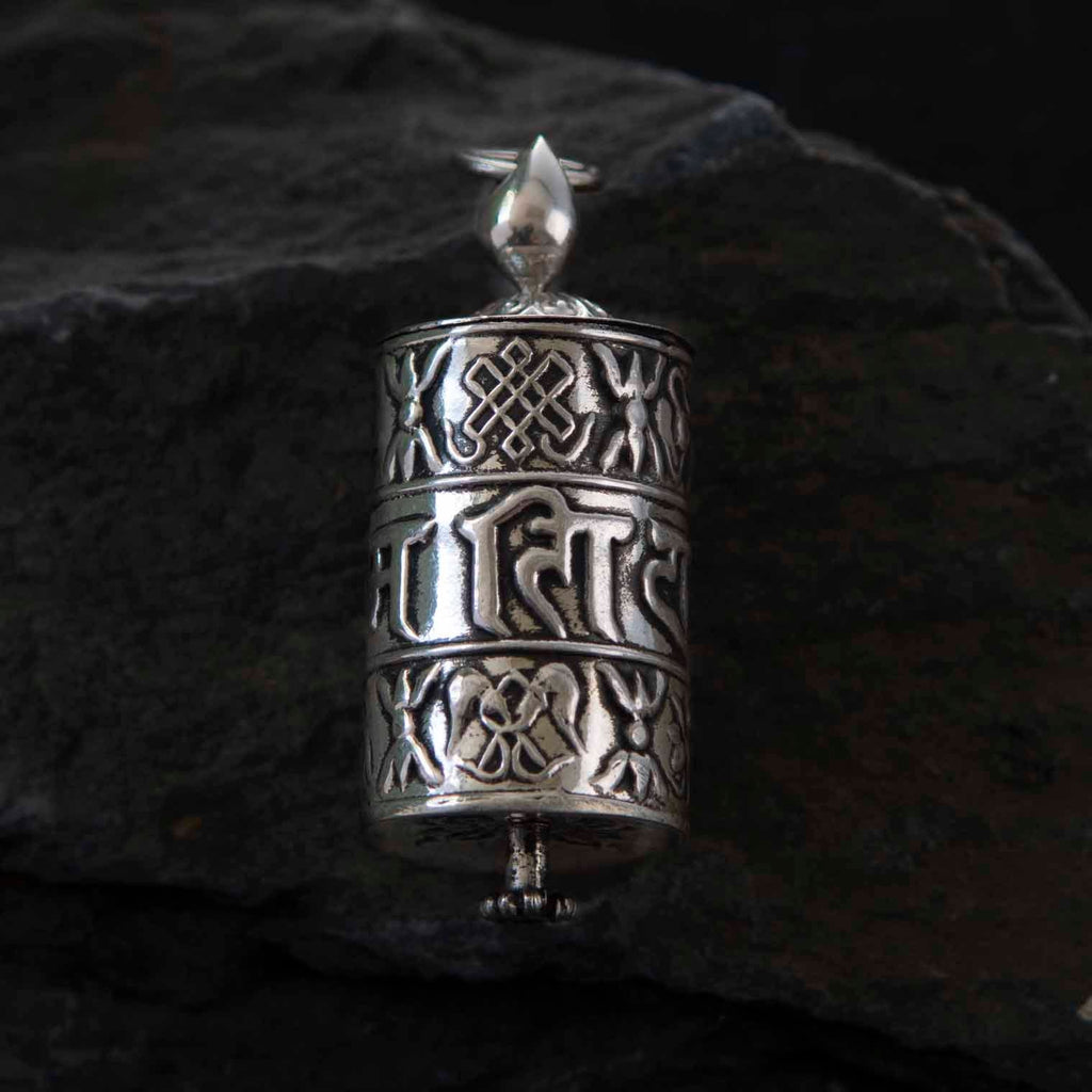 Prayer Wheel Nepalese Silver Pendant-Siesta Crafts