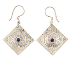 Square Mandala Silver Earrings-Siesta Crafts