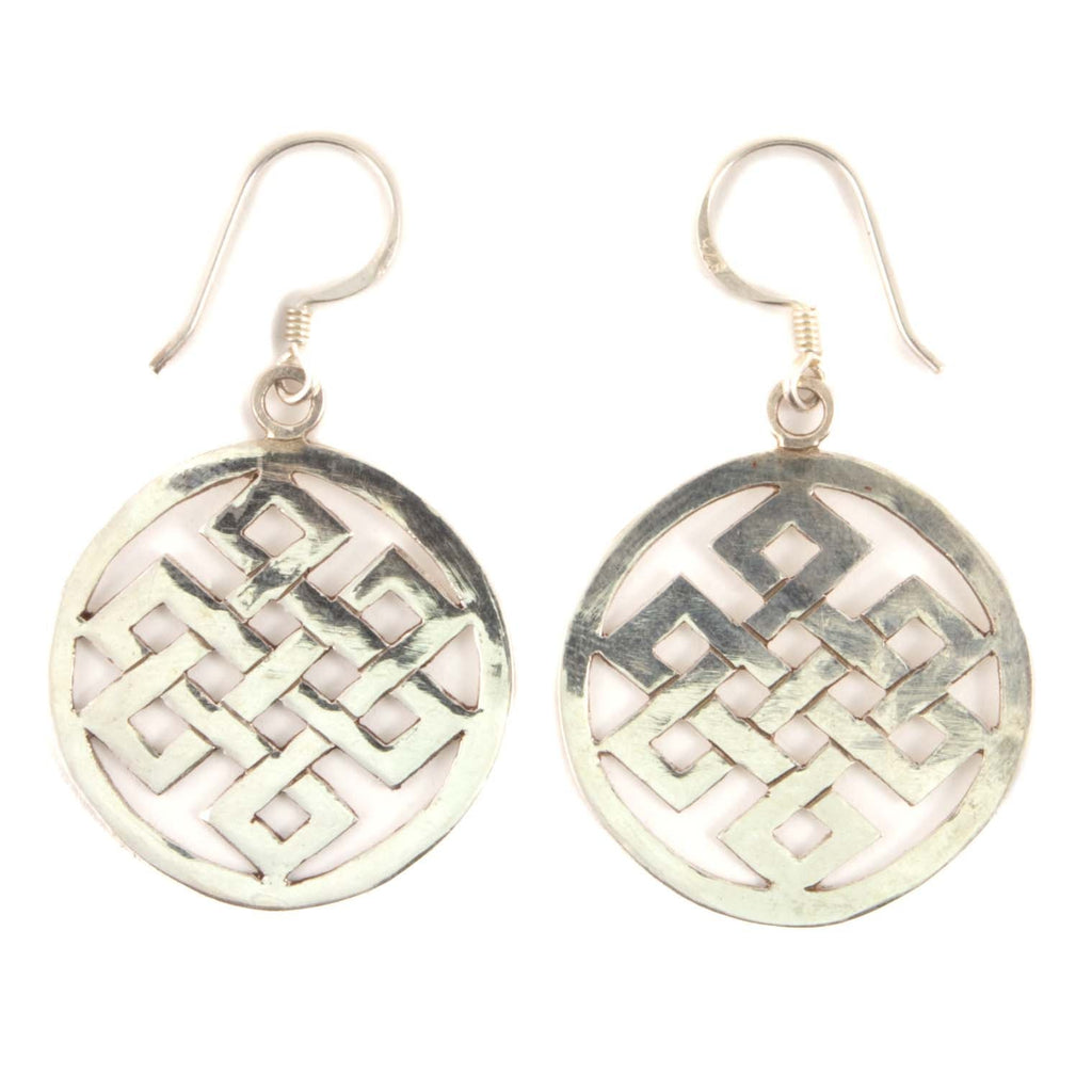 Endless Knot Circle Silver Earrings-Siesta Crafts