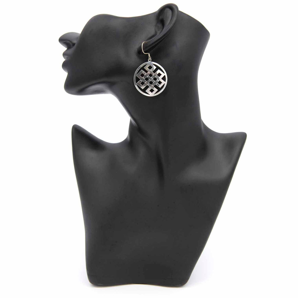 Endless Knot Circle Silver Earrings-Siesta Crafts