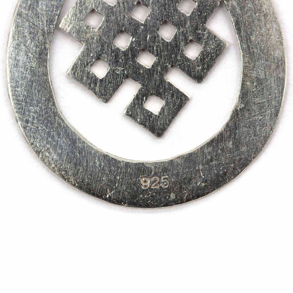 Endless Knot Tear Drop Silver Earrings-Siesta Crafts