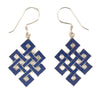 Blue Endless Knot Silver Earrings-Siesta Crafts