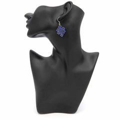 Blue Endless Knot Silver Earrings-Siesta Crafts