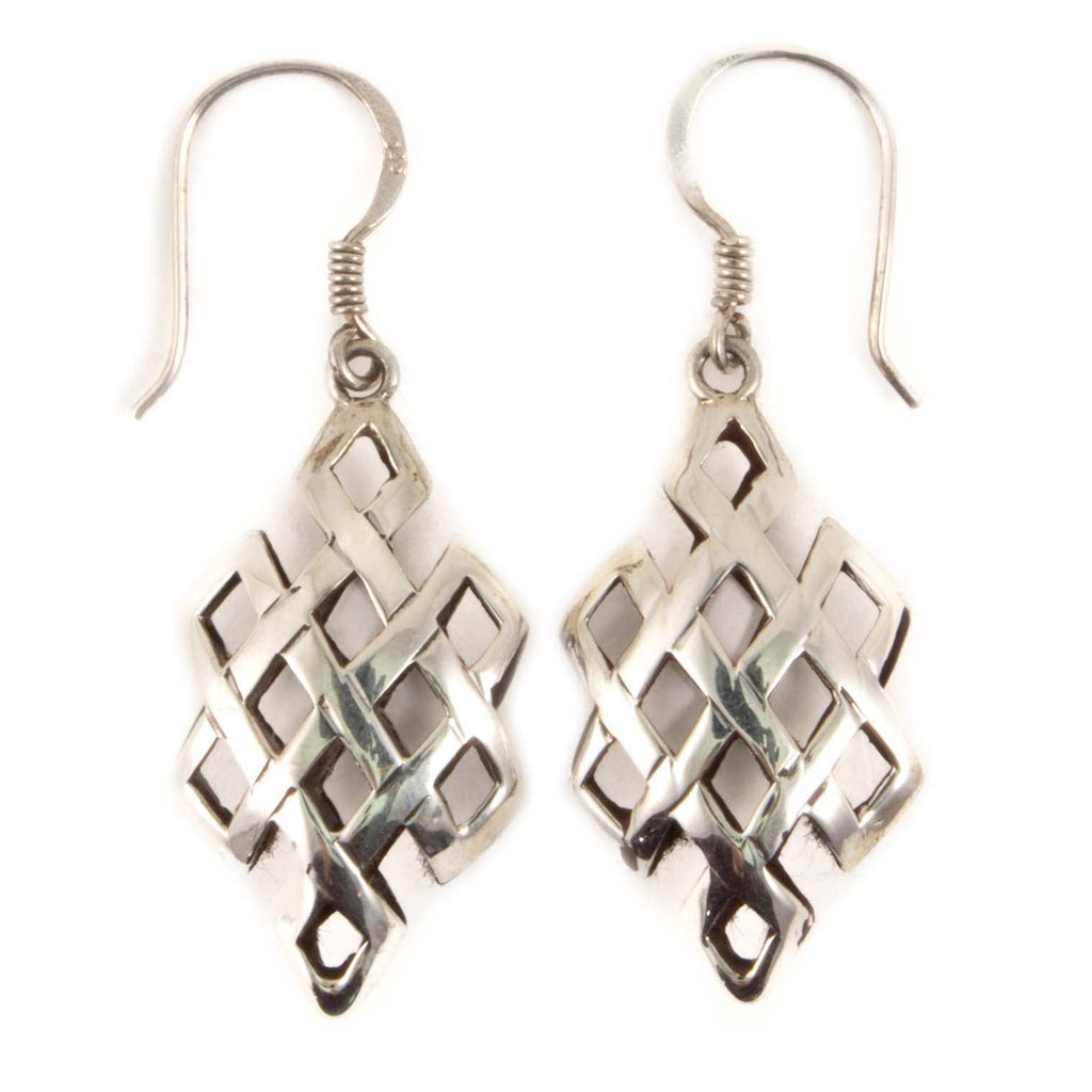 Endless Knot Cage Silver Earrings-Siesta Crafts