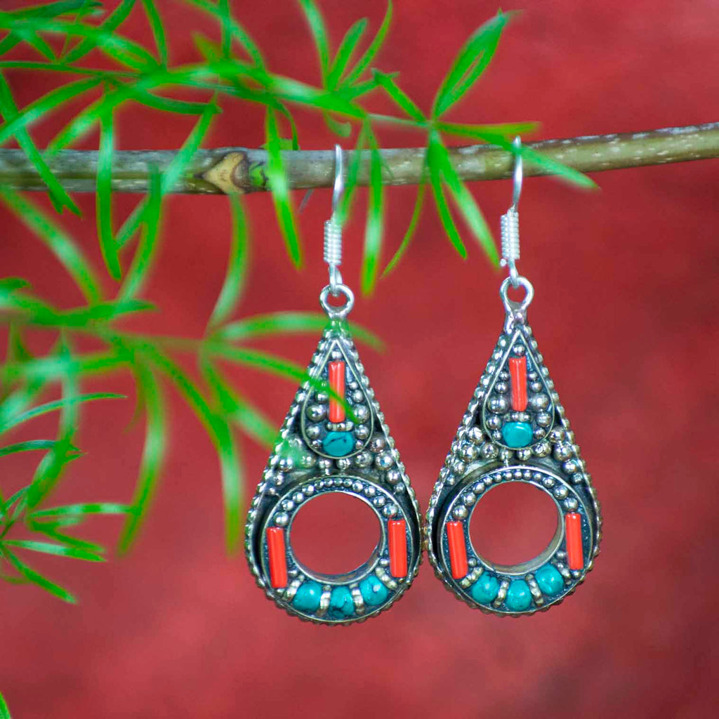 Metal Oval Earrings-Siesta Crafts