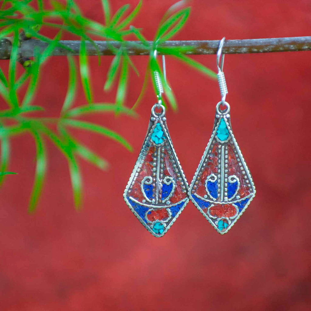 Metal Shield Earrings-Siesta Crafts