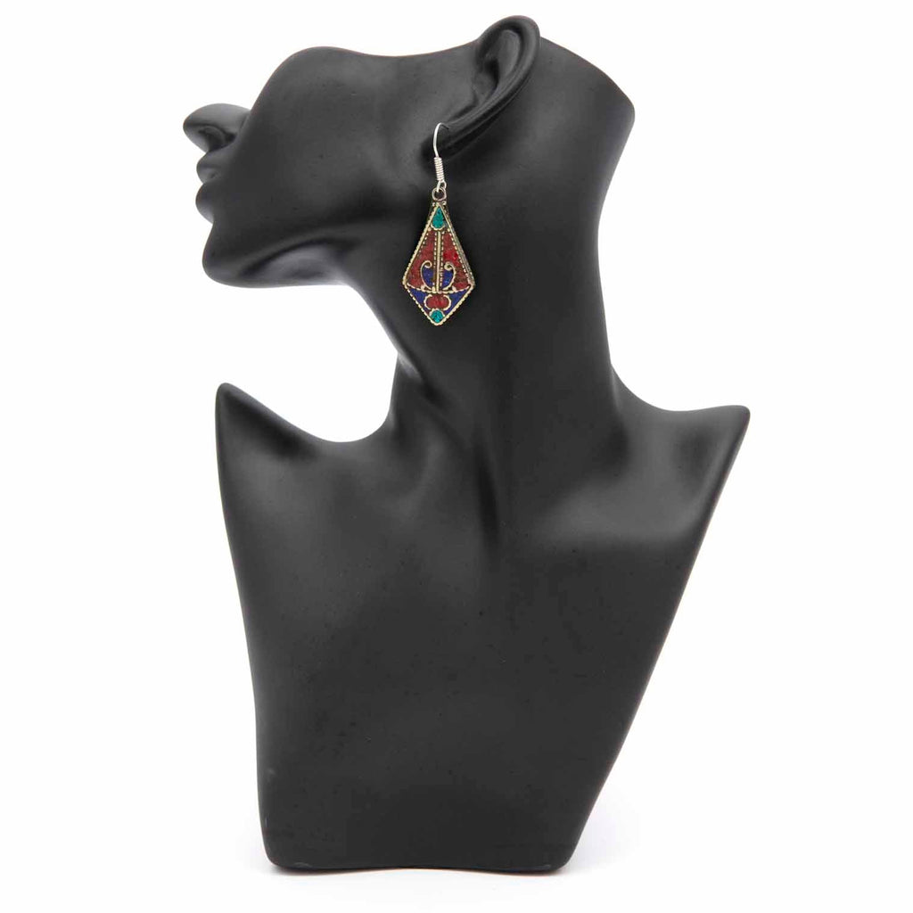 Metal Shield Earrings-Siesta Crafts