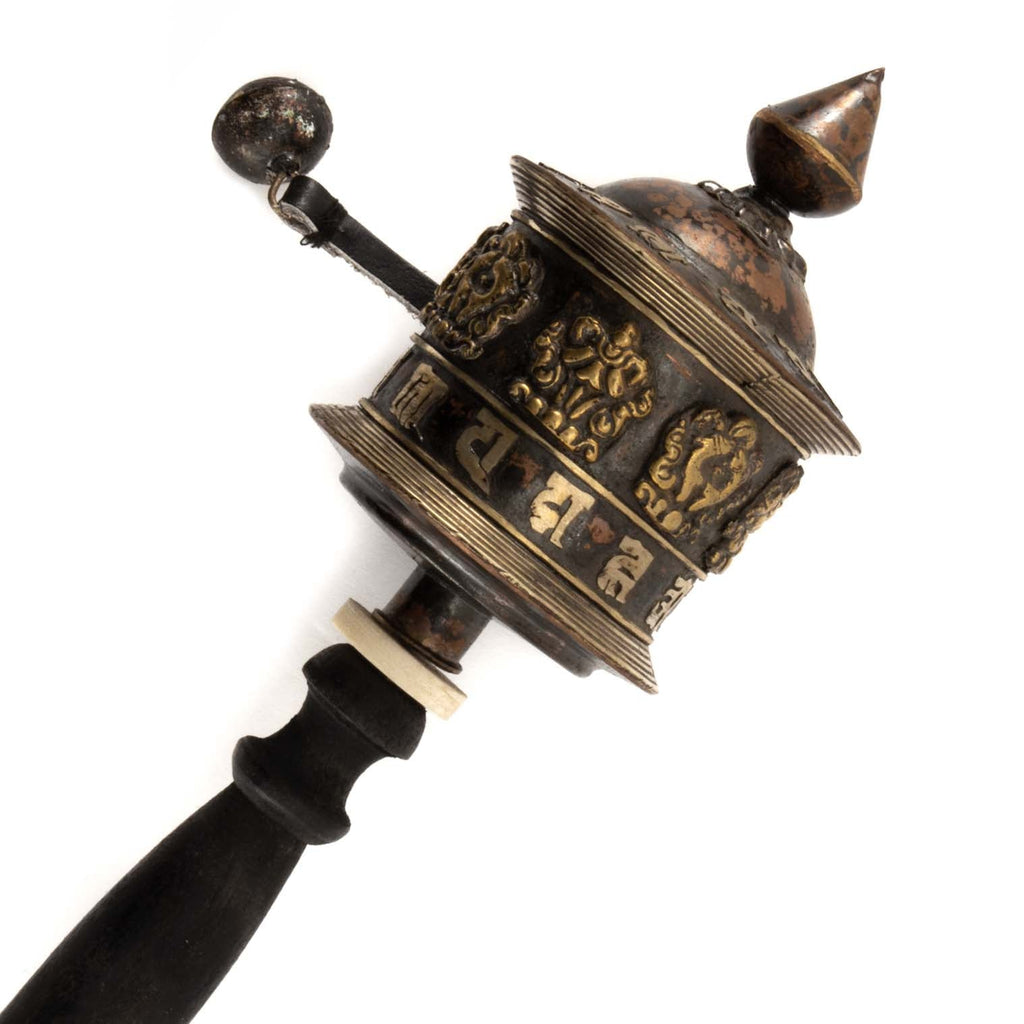 Antique Copper Prayer Wheel No.282-Buddhism-Siesta Crafts