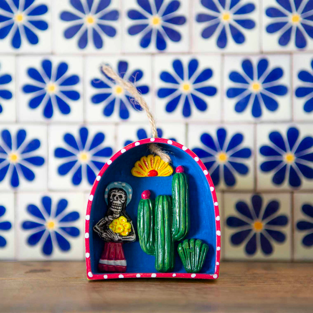 Lady with Flowers Retablo-Siesta Crafts