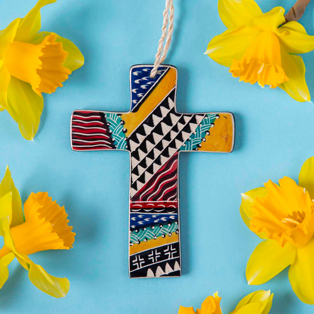 Multi Colour Soapstone Cross with Twine-Siesta Crafts