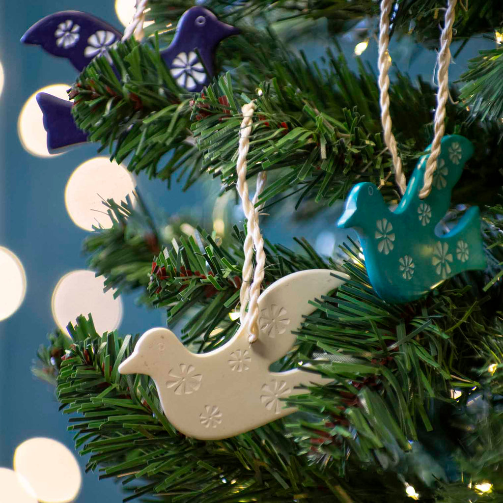 Dove Soapstone Christmas Decoration - Natural-Siesta Crafts