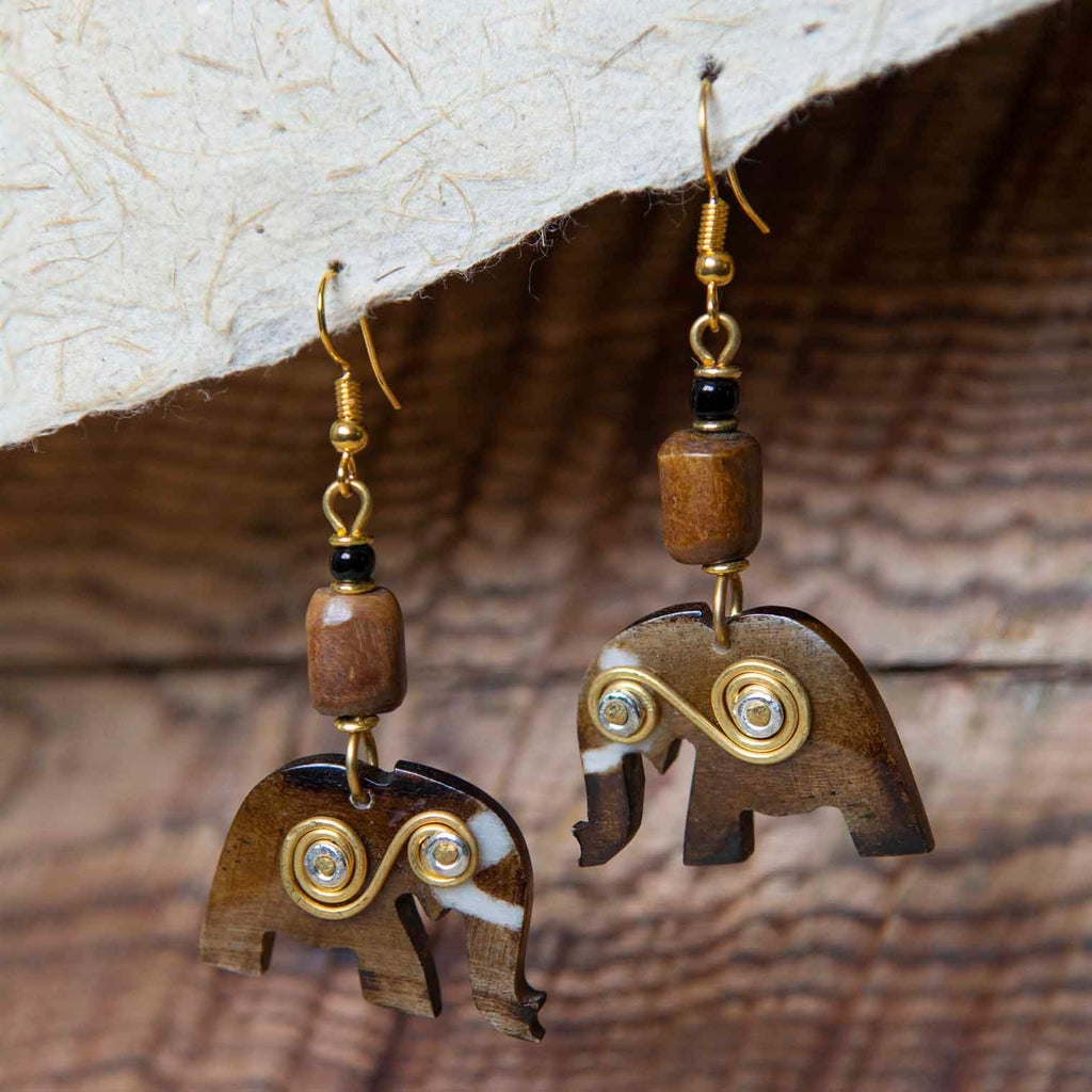 Spiral Elephant Earrings-Siesta Crafts