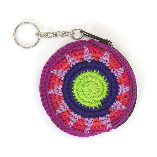 Mini Round Crochet Keyring Purse-Siesta Crafts