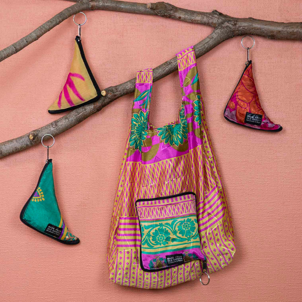 Recycled Sari Fold Out Bag-Siesta Crafts