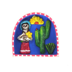 Lady with Flowers Retablo-Siesta Crafts