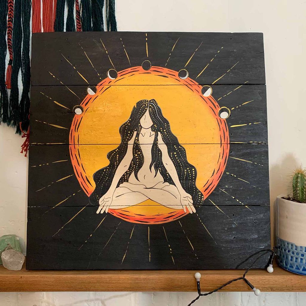 Yoga Moon Phases Plaque-Siesta Crafts
