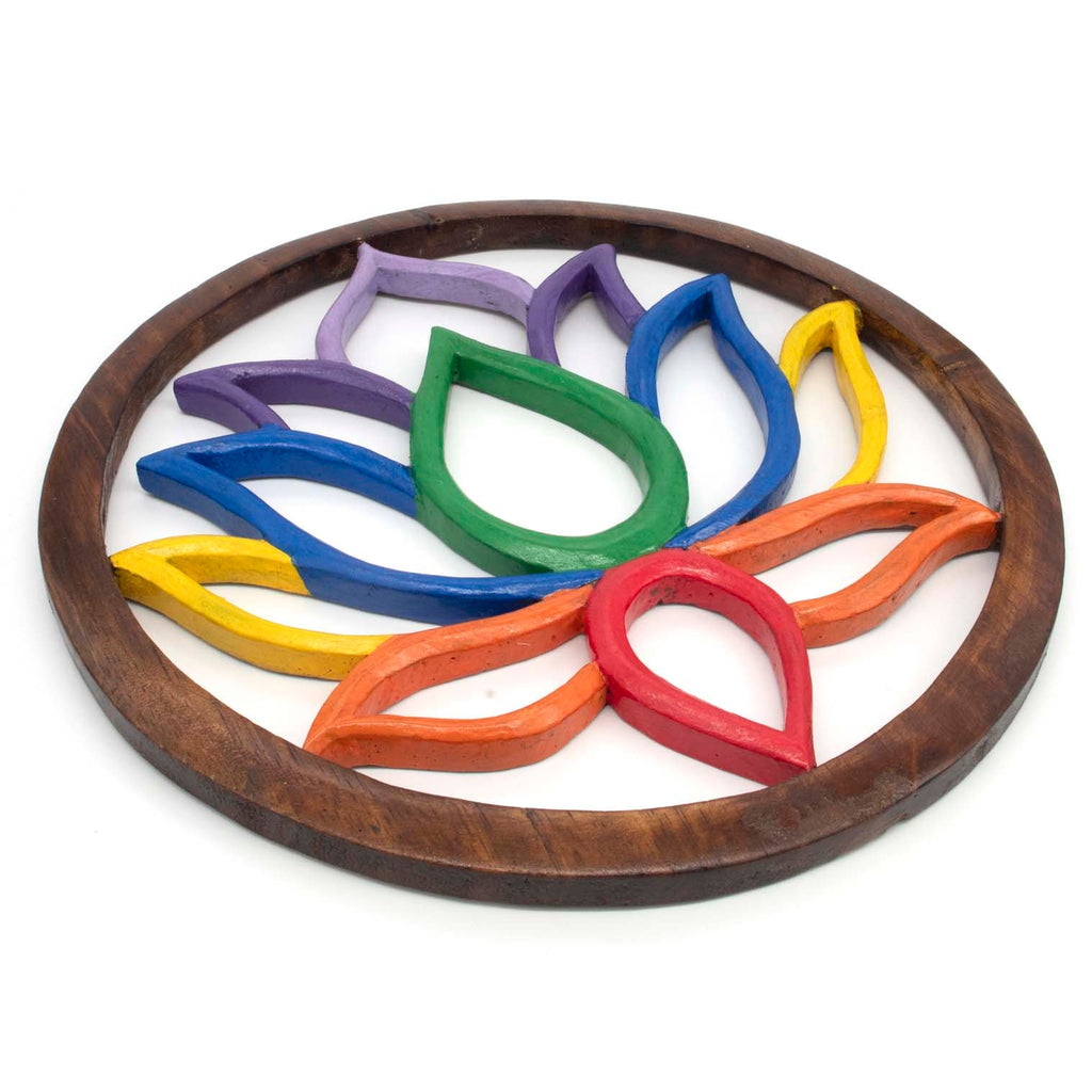 Painted Rainbow Lotus Plaque-Siesta Crafts