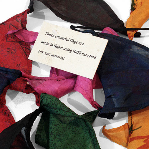 Large Flag Recycled Sari Bunting-Siesta Crafts