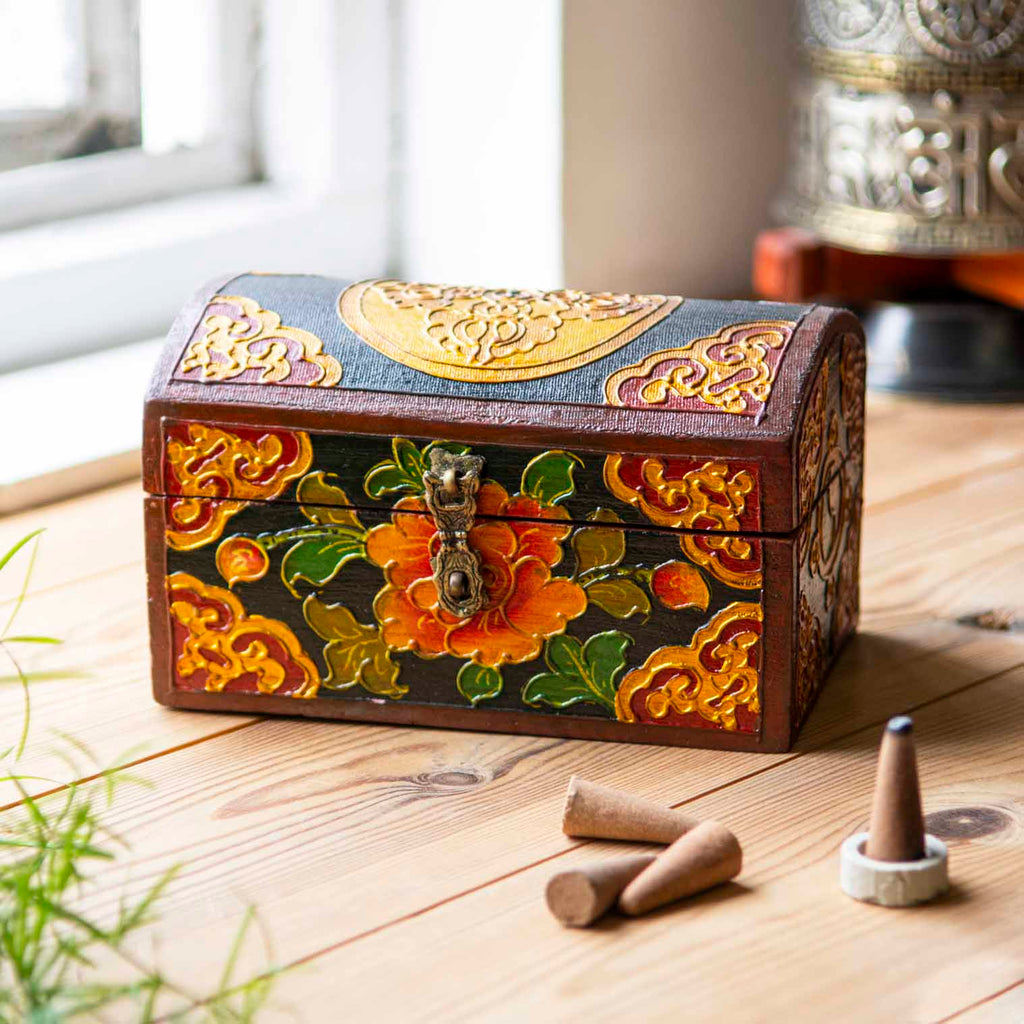 Wooden Oval Small Tibetan Style Box-Siesta Crafts