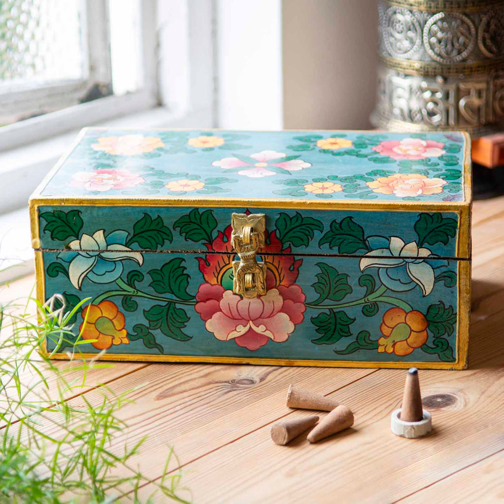 Painted Flower Tibetan Style Box-Siesta Crafts