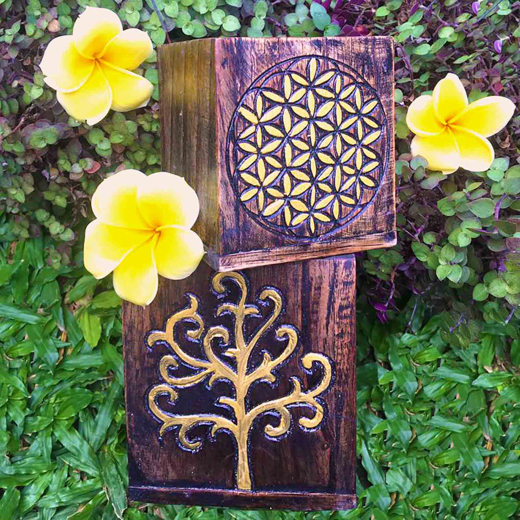 Nesting Storage Pots - Gold Tree and Flower of Life-Siesta Crafts