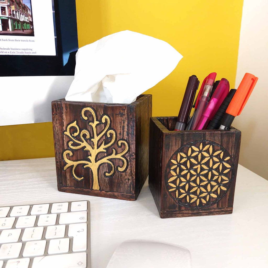 Nesting Storage Pots - Gold Tree and Flower of Life-Siesta Crafts