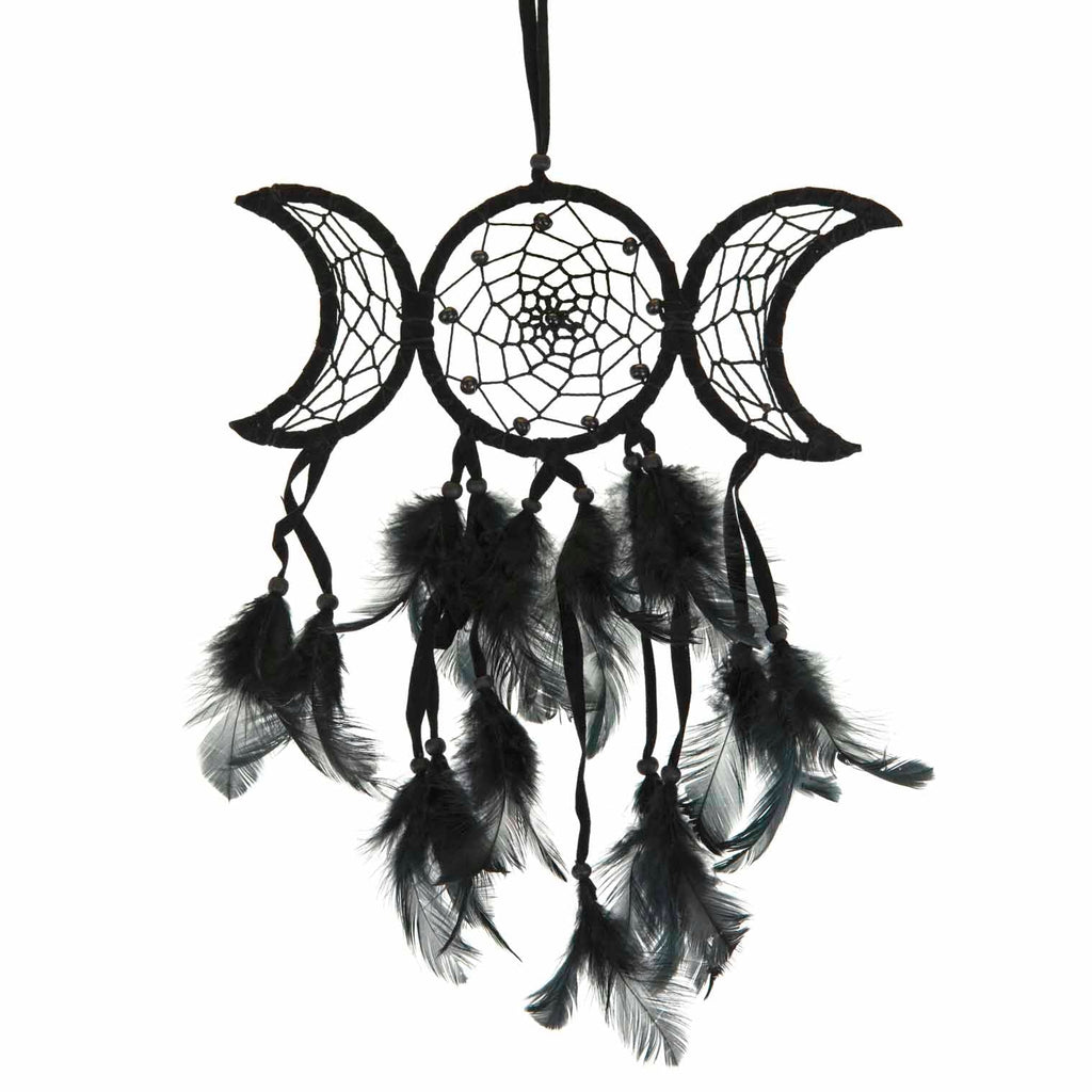 Small Black Triple Goddess Dreamcatcher-Siesta Crafts