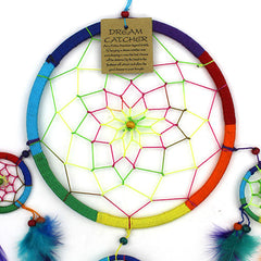 Large Bright Rainbow Dreamcatcher-Siesta Crafts